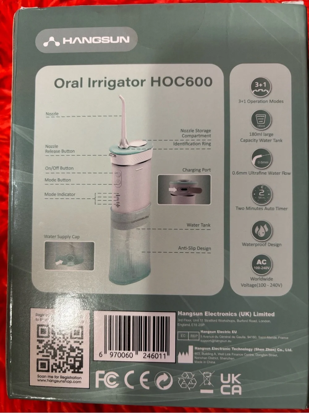 7am2m + HANGSUN Oral Care Set - Black Electric Toothbrush & Mint Oral Irrigator